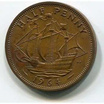 VELKÁ BRITÁNIE. 1/2 penny 1964.