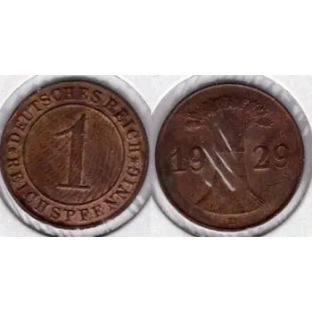 NĚMECKO. 1 Reichspfennig 1929/D.