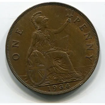 Sběratelství VELKÁ BRITÁNIE. 1 penny 1934. KM-838