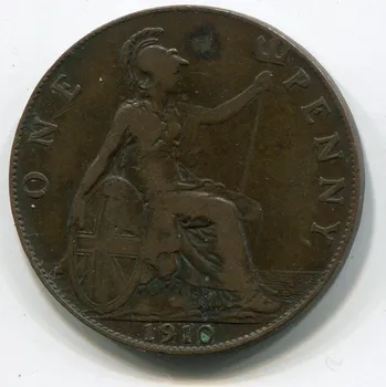 VELKÁ BRITÁNIE. 1 penny 1910. KM-794.1