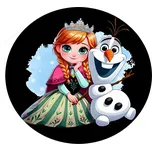 Disney Kruhový koberec Frozen ⌀120cm - Malá princezna Anna s Olafem