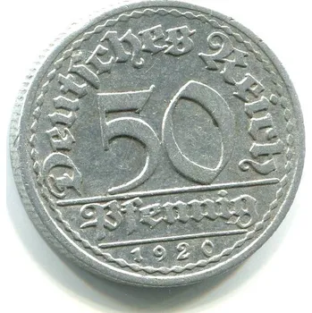 NĚMECKO. 50 Pfennig 1920/E.
