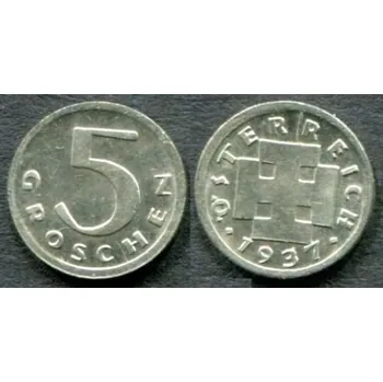 RAKOUSKO. 5 Groschen 1937. Dětský peníz, 9,5 mm.