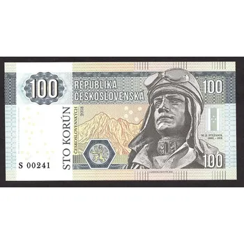 Republika československá. 100 korún 2018. Série S. M. R. Štefánik.