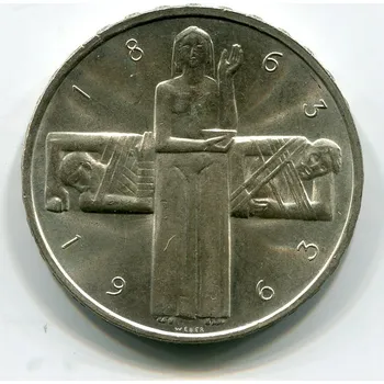 ŠVÝCARSKO. 5 franken 1963. Červený kříž. Ag.