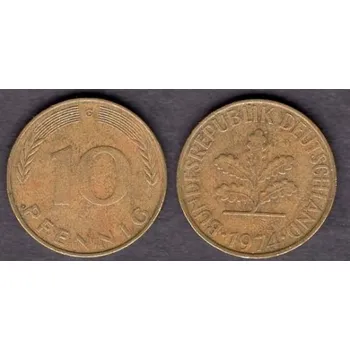 NĚMECKO. 10 pfennig 1974/G.