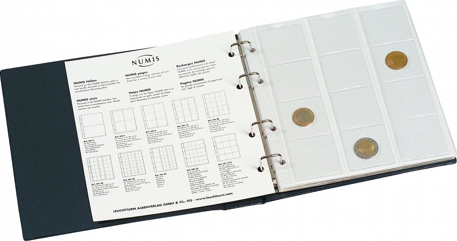 Leuchtturm Album NUMIS, s 5 různými listy na mince, modrá