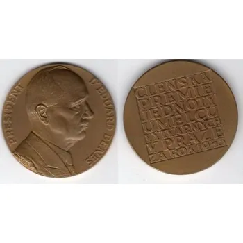 BENEŠ, Edvard. President. Členská prémie Jednoty uměldů výtvarných v Praze za rok 1945.