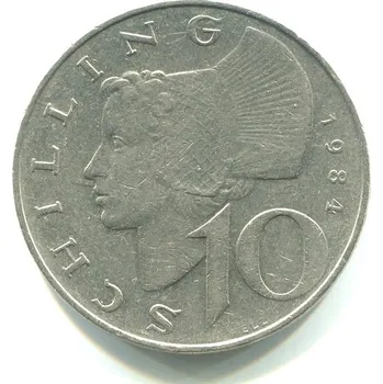 Sběratelství RAKOUSKO. 10 Schilling 1984.