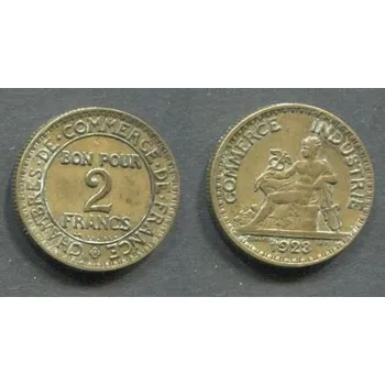 FRANCIE. 2 francs 1923. KM-877