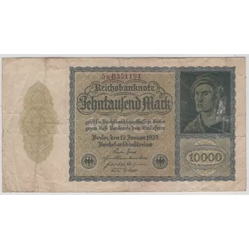 NĚMECKO. 10.000 Mark. Ro. 69d. 19.1.1922. Série 5B.
