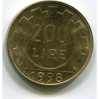 ITÁLIE. 200 lire 1998.