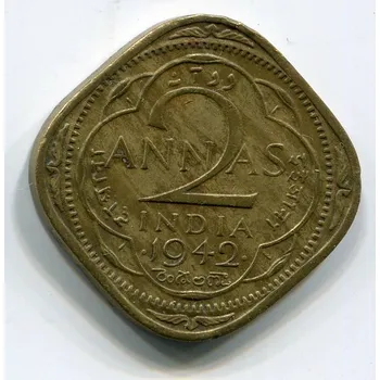 INDIE. 2 annas 1942, tečka.