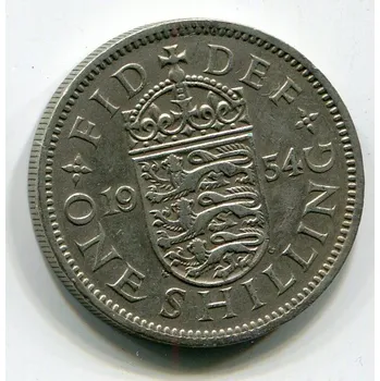 Sběratelství VELKÁ BRITÁNIE. 1 shilling 1954. Anglický znak.