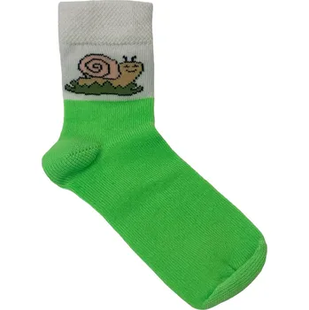 Dětská móda Dětské ponožky s lycrou zelené s hlemýžděm, Velikost: 15 - 16 (22 - 24), Barva: Zelená