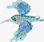 Bižuterní brož Kingfisher, ledňáček s českým křišťálem Preciosa 2366 70