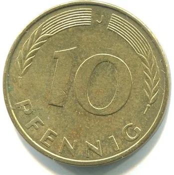 NĚMECKO. 10 Pfennig 1981/J