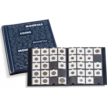 Sběratelství Leuchtturm Album s potiskem, s 10 průhlednými stranami, na 200 mincí v rámečcích, modrá