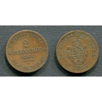 SACHSEN. 2 Pfennige 1864/B.