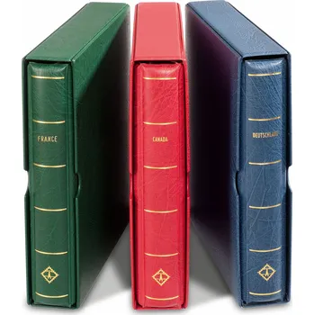 Obal pro sběratelský předmět Leuchtturm Album LEUCHTTURM, PERFECT, se speciální mechanikou, s názvem země na hřbetě - Velká Británie, s kazetou, zelená