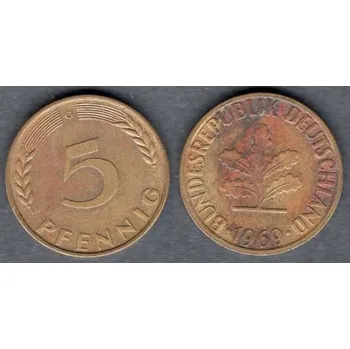 NĚMECKO. 5 Pfennig 1969/G.