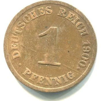 NĚMECKO. 1 Pfennig 1900/J.