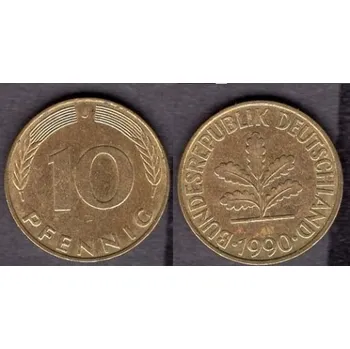 NĚMECKO. 10 pfennig 1990/J.