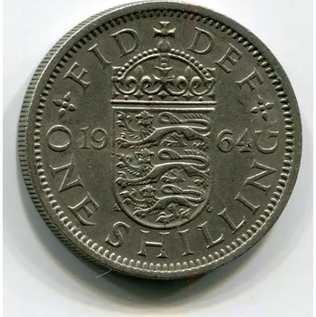 VELKÁ BRITÁNIE. 1 shilling 1964. Anglický znak.