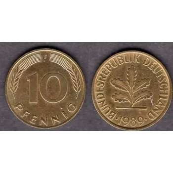 NĚMECKO. 10 pfennig 1989/F.
