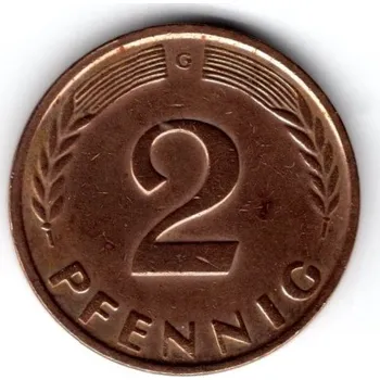 Sběratelství NĚMECKO. 2 Pfennig 1965/G.