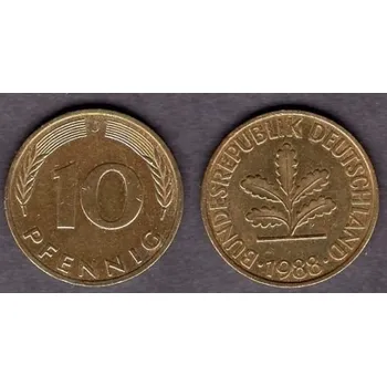 NĚMECKO. 10 pfennig 1988/J.