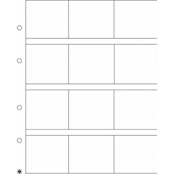 Obal pro sběratelský předmět Leuchtturm Listy OPTIMA, na 12 rámečků o rozměru 50×50 mm, průhledné - 5 kusů v balení