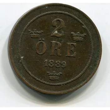 Sběratelství ŠVÉDSKO. 2 öre 1889.