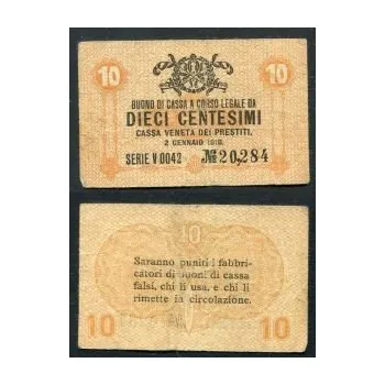 ITÁLIE - Benátky. 10 centesimi 1918. Serie V 0042.