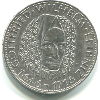 NĚMECKO. 5 Mark 1966/D. Gottfried Wilhelm Leibnitz. Ag.