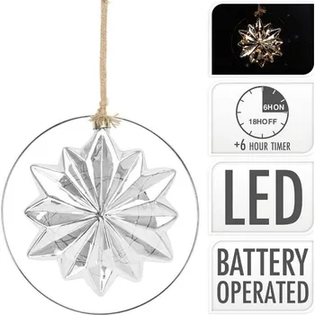 Vánoční dekorace HOMESTYLING Vánoční dekorace hvězda svítící 18 cm kouřově šedá KO-ABR715220