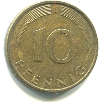 NĚMECKO. 10 pfennig 1990/J