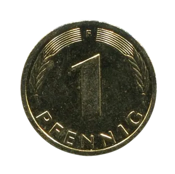 Německo. 1 Pfennig 1990/F. Pozlacený.