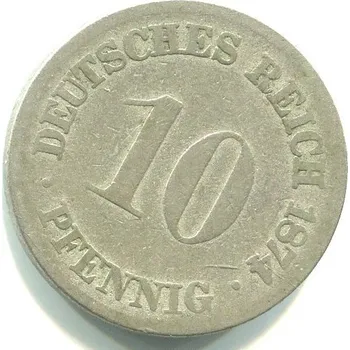 NĚMECKO. 10 Pfennig 1874/F.