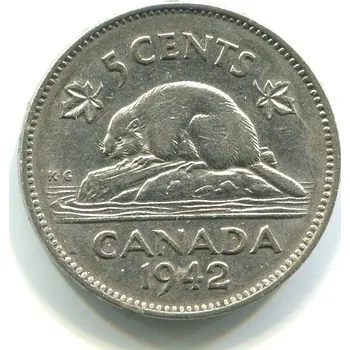 KANADA. 5 cents 1942. KM-33