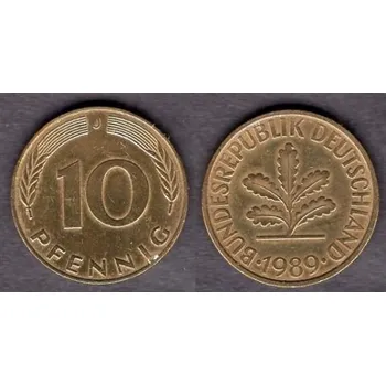 NĚMECKO. 10 pfennig 1989/J.