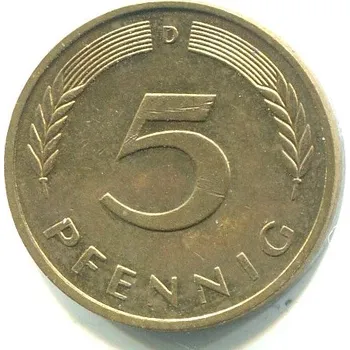 NĚMECKO. 5 Pfennig 1990/D