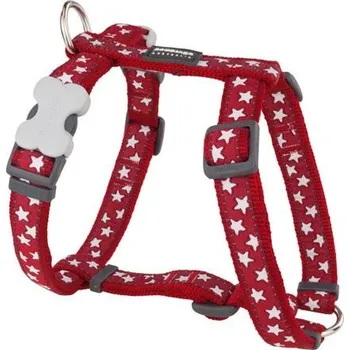 Postroj pro psa Postroj Red Dingo 25 mm x 56-80 cm - Stars White on Red