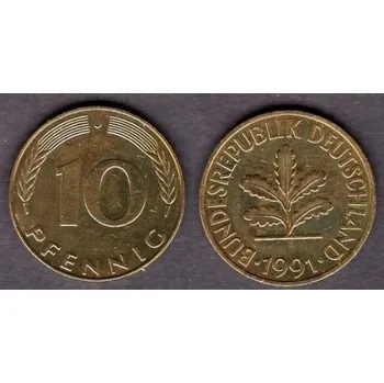 NĚMECKO. 10 pfennig 1991/J.