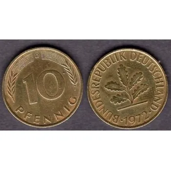 NĚMECKO. 10 pfennig 1972/D.