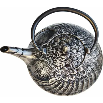 Konvice na čaj LITINOVÁ KONVICE- Ptačí král- stříbrná patina