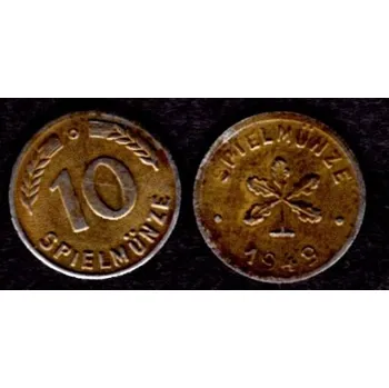 NĚMECKO. 10 Pfennig (Spielmunze) 1949. Dětský peníz.