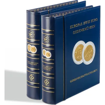 Obal pro sběratelský předmět Leuchtturm Album OPTIMA "European 2€ commermomative coins", na mince, část 3, s kazetou, modrá