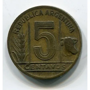 ARGENTINA. 5 centavos 1944.