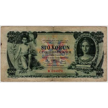ČESKOSLOVENSKO. 100 korun 1931. Série B. Nov. 23a.